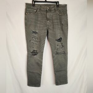 American Eagle Outfitters Men's Distressed Charcoal Jeans